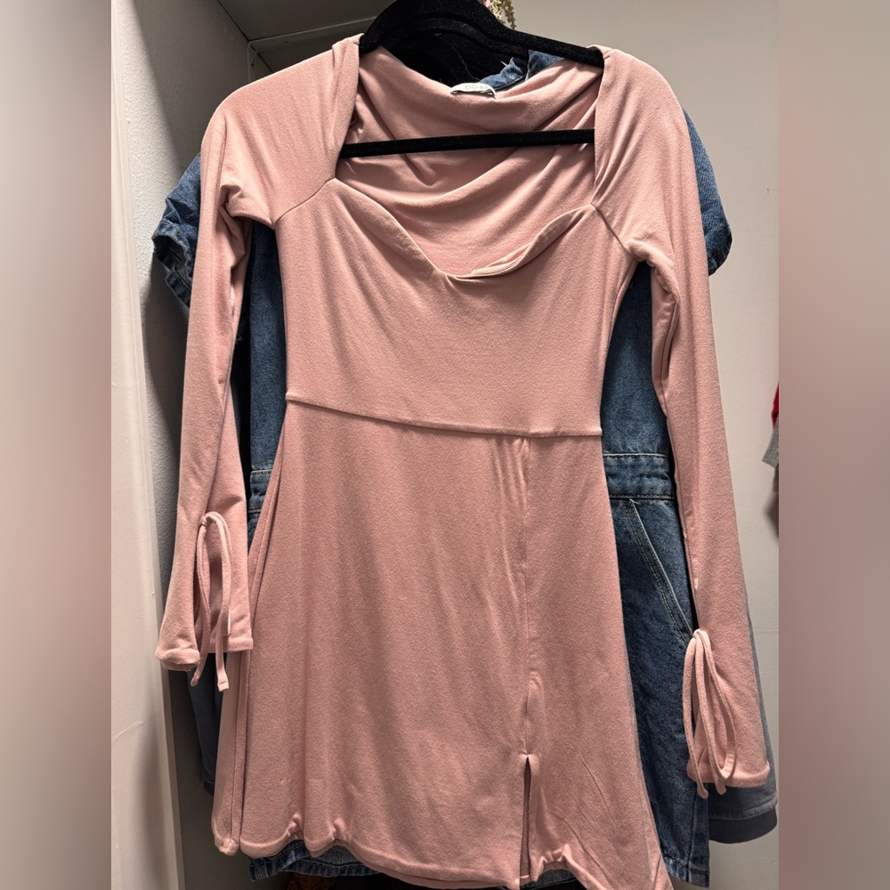 oh polly mauve long sleeve dress